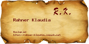 Rahner Klaudia névjegykártya